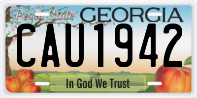 GA license plate CAU1942