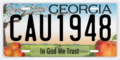 GA license plate CAU1948