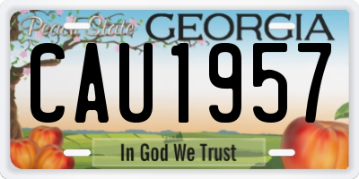 GA license plate CAU1957