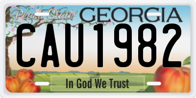 GA license plate CAU1982