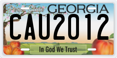 GA license plate CAU2012