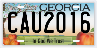 GA license plate CAU2016