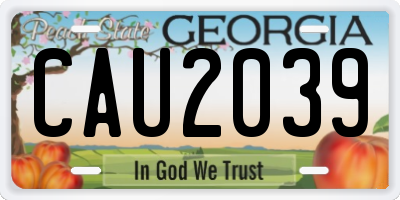 GA license plate CAU2039