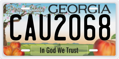 GA license plate CAU2068