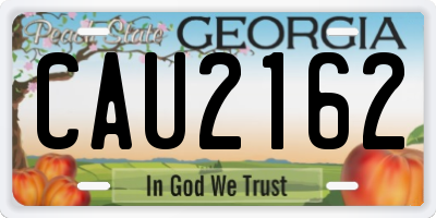 GA license plate CAU2162