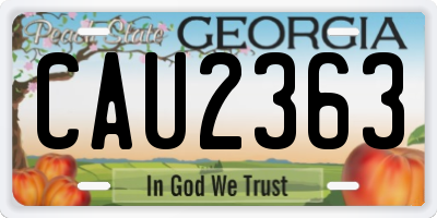 GA license plate CAU2363