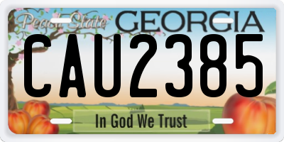 GA license plate CAU2385