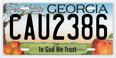 GA license plate CAU2386