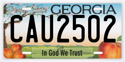 GA license plate CAU2502