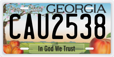 GA license plate CAU2538