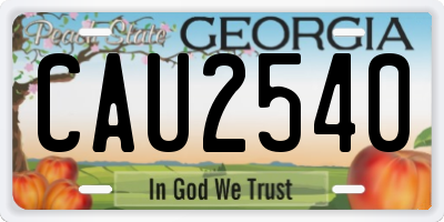 GA license plate CAU2540