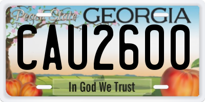 GA license plate CAU2600