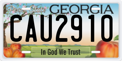 GA license plate CAU2910