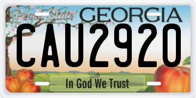 GA license plate CAU2920