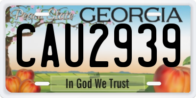 GA license plate CAU2939
