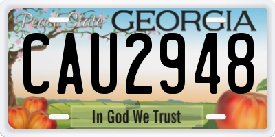 GA license plate CAU2948