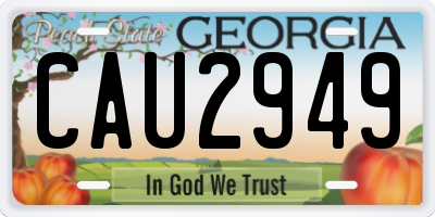 GA license plate CAU2949