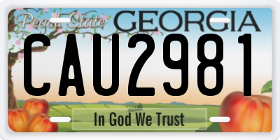GA license plate CAU2981