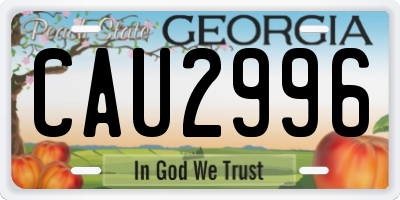 GA license plate CAU2996