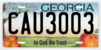 GA license plate CAU3003