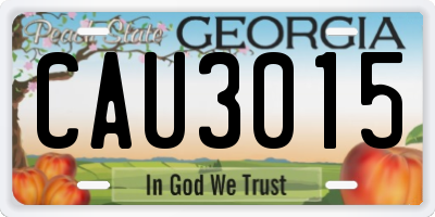 GA license plate CAU3015