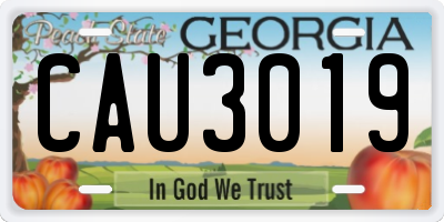 GA license plate CAU3019