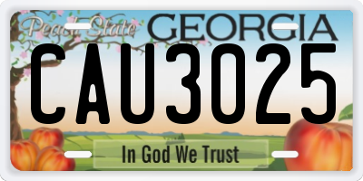 GA license plate CAU3025