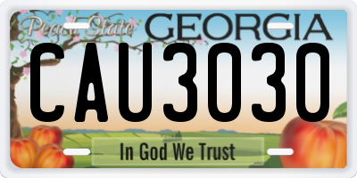 GA license plate CAU3030