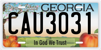 GA license plate CAU3031