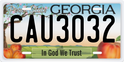 GA license plate CAU3032