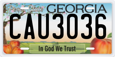 GA license plate CAU3036
