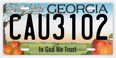 GA license plate CAU3102