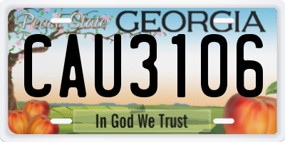 GA license plate CAU3106