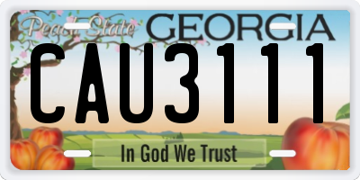 GA license plate CAU3111
