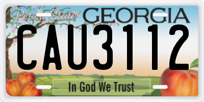 GA license plate CAU3112
