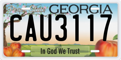 GA license plate CAU3117