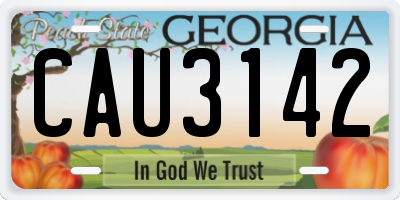 GA license plate CAU3142