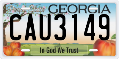 GA license plate CAU3149
