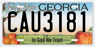 GA license plate CAU3181