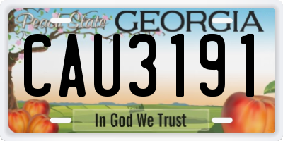 GA license plate CAU3191