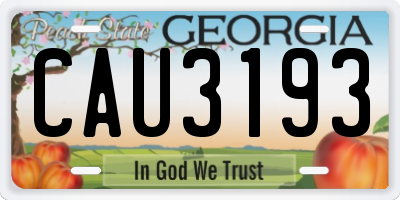 GA license plate CAU3193