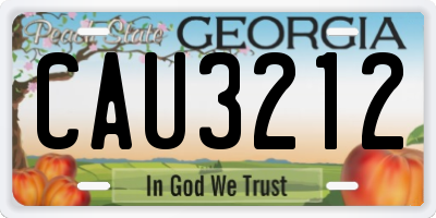 GA license plate CAU3212