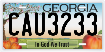 GA license plate CAU3233