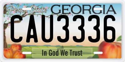 GA license plate CAU3336