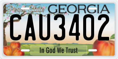 GA license plate CAU3402