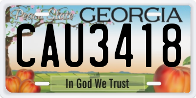 GA license plate CAU3418