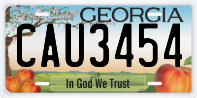 GA license plate CAU3454