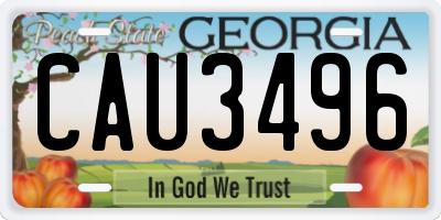 GA license plate CAU3496