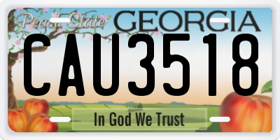 GA license plate CAU3518