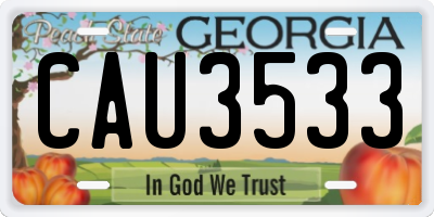 GA license plate CAU3533